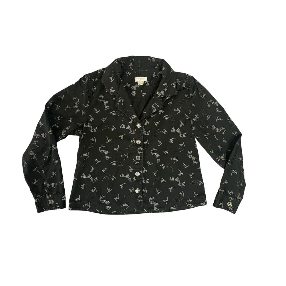 Christopher & Banks Ski Resort Black Button‎ Up Lightweight Coat SZ LG Gorpcore